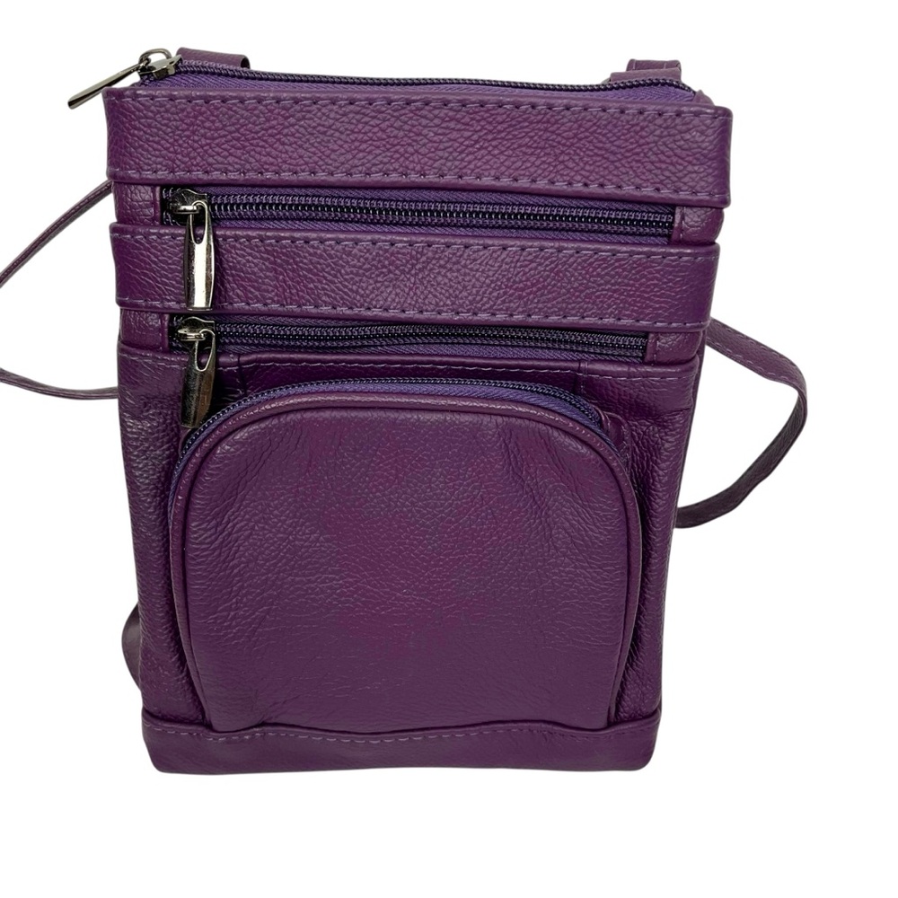 Unbranded Organizer Crossbody Purple Faux Leather Handbag
